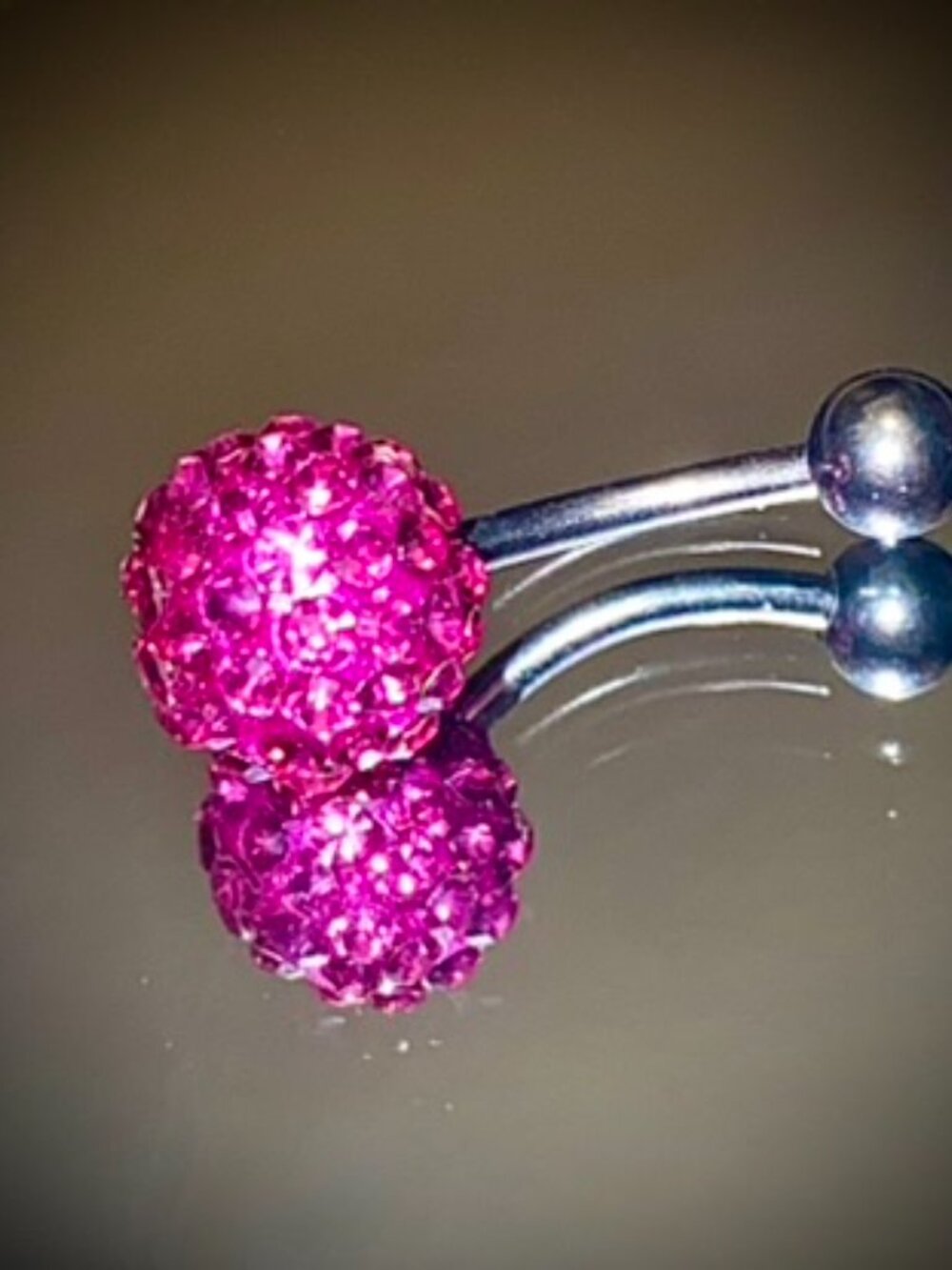 Shamballa Belly Ring Navel Hot Pink CZ